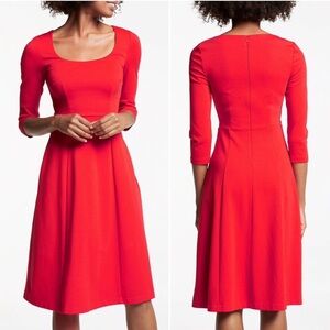 Boden Dress Tall Womens orange Julianna fit & flare Ponte knee length Sz 8 Long